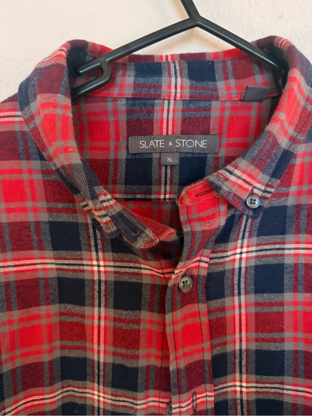 Slate & Stone Red and Navy Plaid Button-Down Shirt